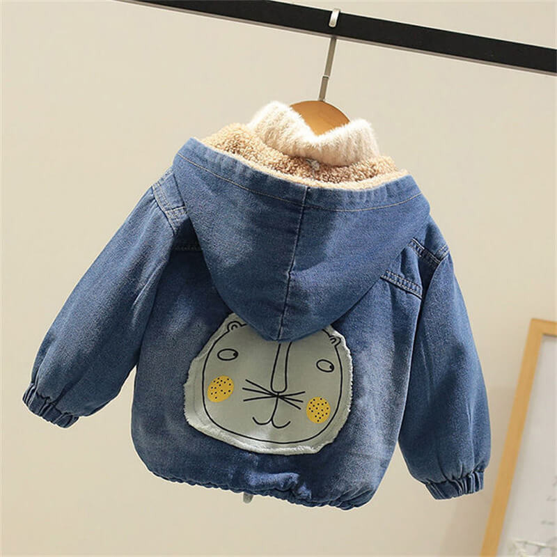 Fleece Denim Baby Denim Jacket - Hooded backside