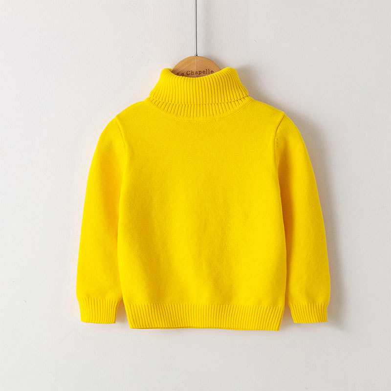 Cozy Baby Solid Color Turtleneck Tshirt Yellow colour