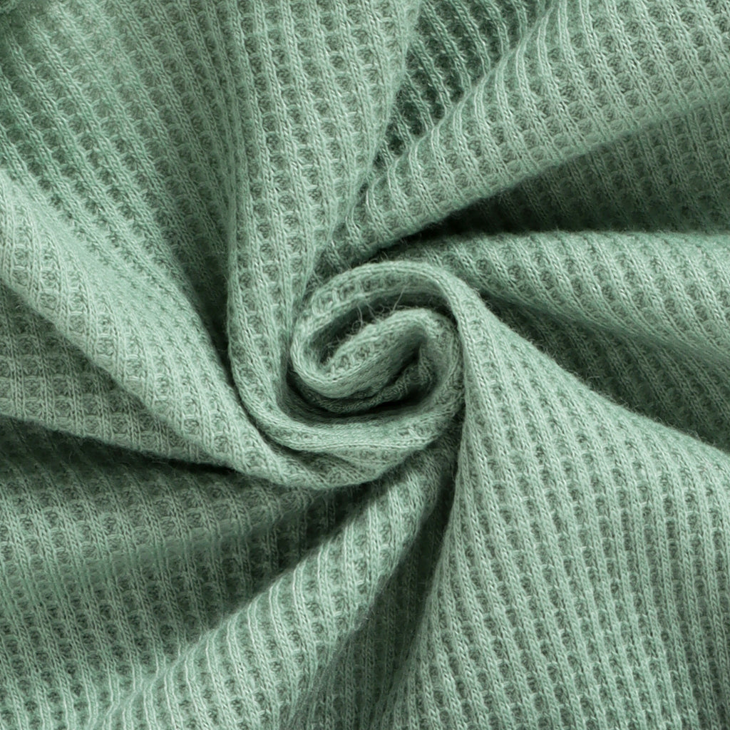 Floral Baby Green Ribbed Fabric