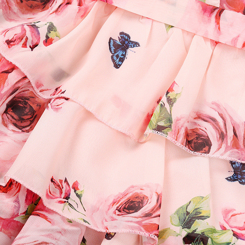 Cute Baby Floral Step Cut Dress Pattern print